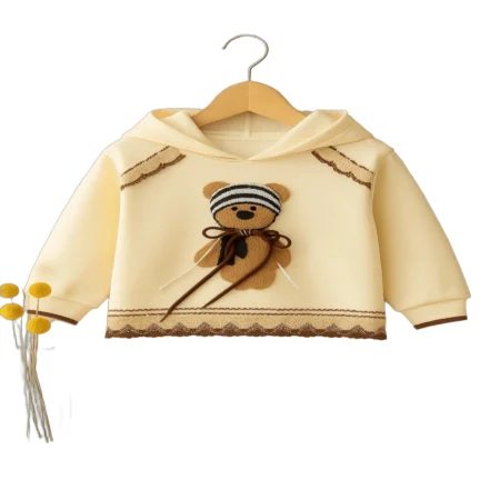 Baby Boys Hoodie and Pants Outfit Set – Cute Bear Printed Hooded Sweatshirt with Elastic Waist Jogger Pants, Soft Cotton 2-Piece Clothing Set for Infants & Toddlers