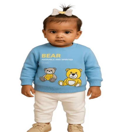 Winter Sweatshirt with Cute Bear Print | Soft Warm Full Sleeve for Boys
