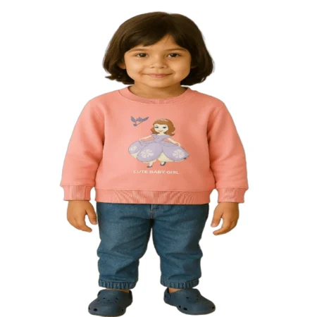 Winter Sweatshirt with doll Print | Soft Warm  | Cozy & Stylish Casual Wear for Girls