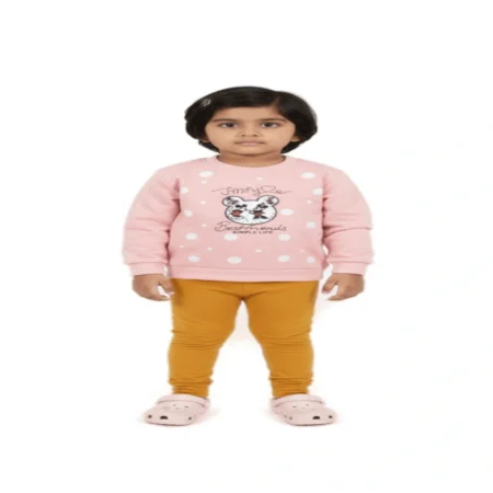 Winter Sweatshirt with Cute Cartoon Print & Polka Dots | Soft Warm Full Sleeve Pullover for Boys & Girls