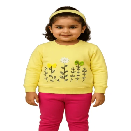 Girls Winter Warm  Sweatshirt with Floral Printed