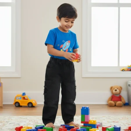 Boys' Relaxed Fit Wide Leg Cargo Jeans