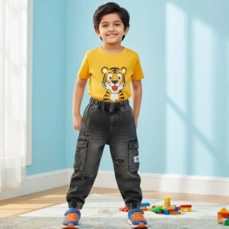 Boys Distressed Cargo Denim