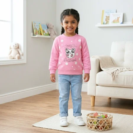 Kids Winter Sweatshirt for Girls | Soft Warm Fleece Pullover with Cute Printed Design