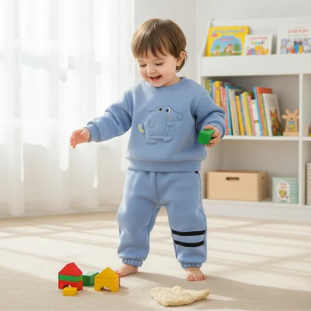 Winter Wear 2-Piece Set – Printed Sweatshirt & Jogger Pants for Boys