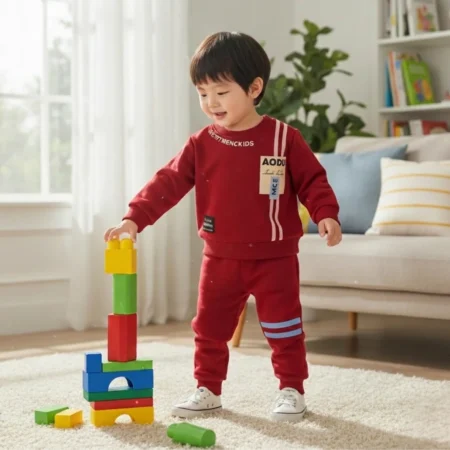 Toddler Boys Clothing Set 2-Piece – Long Sleeve Sweatshirt and Jogger Pants Outfit, Soft Casual Tracksuit for Baby Boys