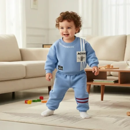 Kids 2-Piece Outfit Set – Long Sleeve Sweatshirt & Elastic Waist Jogger Pants, Soft Cozy Co-ords for Toddlers and Little Kids