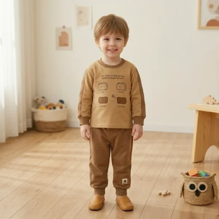 Toddler Boys Clothing Set 2-Piece Outfit – Long Sleeve Printed Sweatshirt & Jogger Pants Set, Soft Cotton Casual Wear for Kids