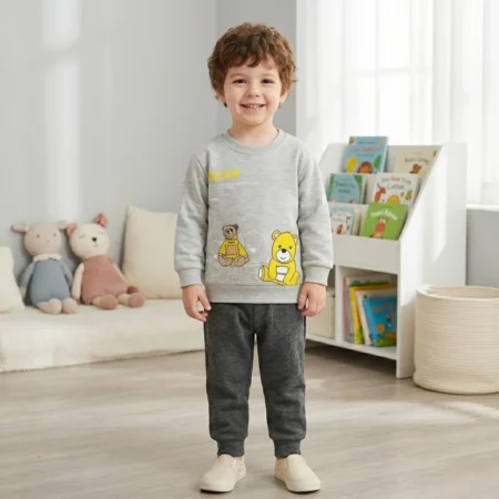 Winter Sweatshirt with Cute Bear Print | Soft Warm Full Sleeve for Boys