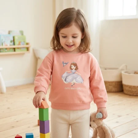 Winter Sweatshirt with doll Print | Soft Warm  | Cozy & Stylish Casual Wear for Girls