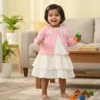 girls 2 piece dress set with ruffle dress and bow cardigan