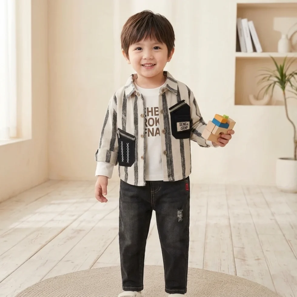 boys 3 piece clothing set shirt t shirt pants kids outfit