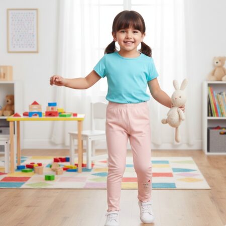 Girls Ruffle Hem Flare Leggings – Cute Smile Design